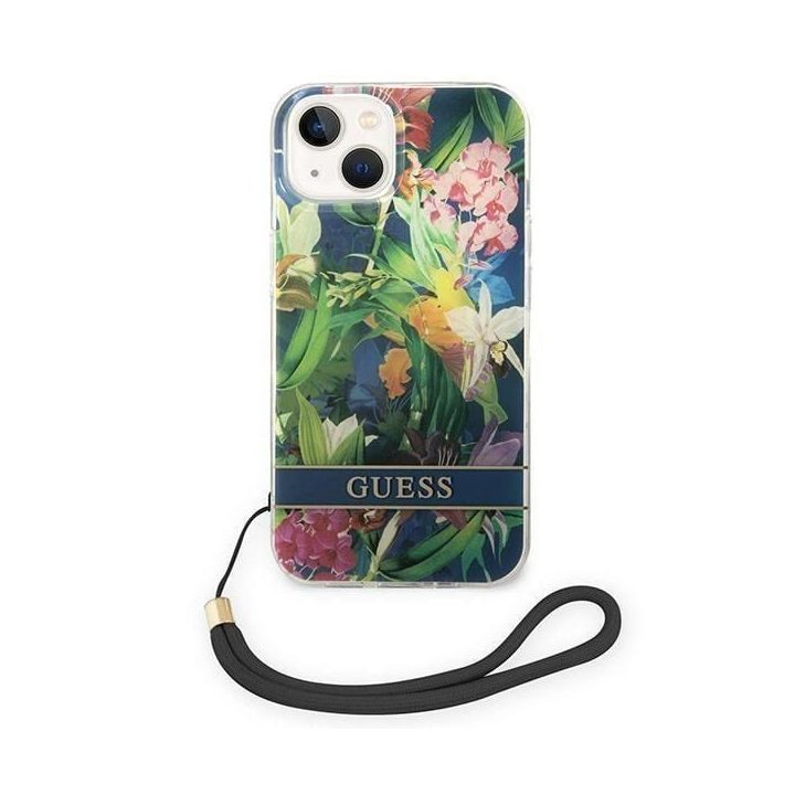 Guess GUOHCP14MHFLSB iPhone 14 Plus 6.7 blue / blue hardcase Flower Strap