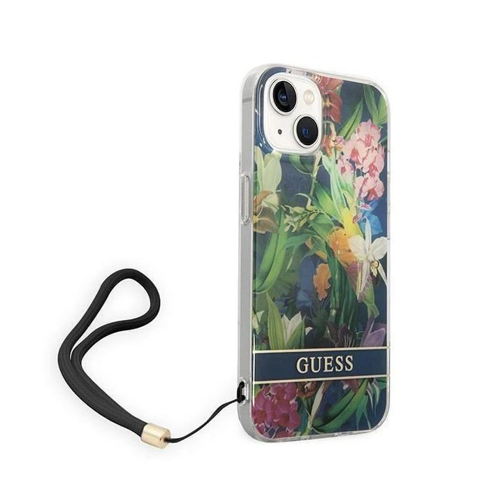Guess GUOHCP14MHFLSB iPhone 14 Plus 6.7 blue / blue hardcase Flower Strap