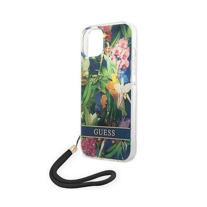 Guess GUOHCP14MHFLSB iPhone 14 Plus 6.7 blue / blue hardcase Flower Strap