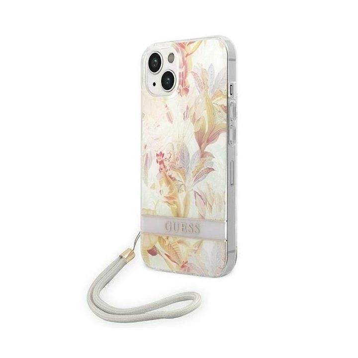 Guess GUOHCP14MHFLSU iPhone 14 Plus 6.7 violetinė / violetinė deklas Gėlių dirželis