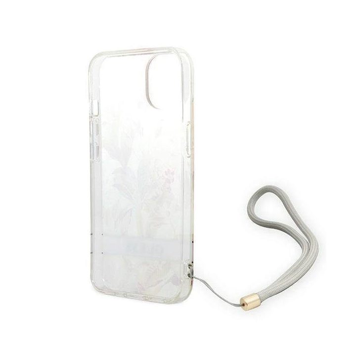 Guess GUOHCP14MHFLSU iPhone 14 Plus 6.7 violetinė / violetinė deklas Gėlių dirželis