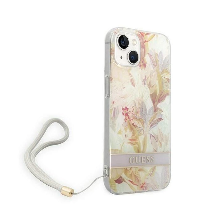 Guess GUOHCP14MHFLSU iPhone 14 Plus 6.7 violetinė / violetinė deklas Gėlių dirželis