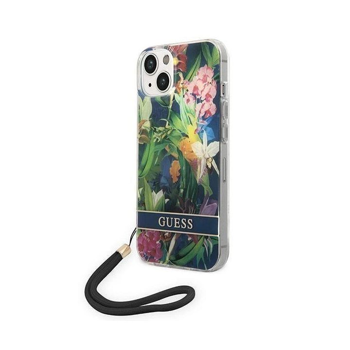 Guess GUOHCP14SHFLSB iPhone 14 6.1 mėlynas / mėlynas deklas Gėlių dirželis