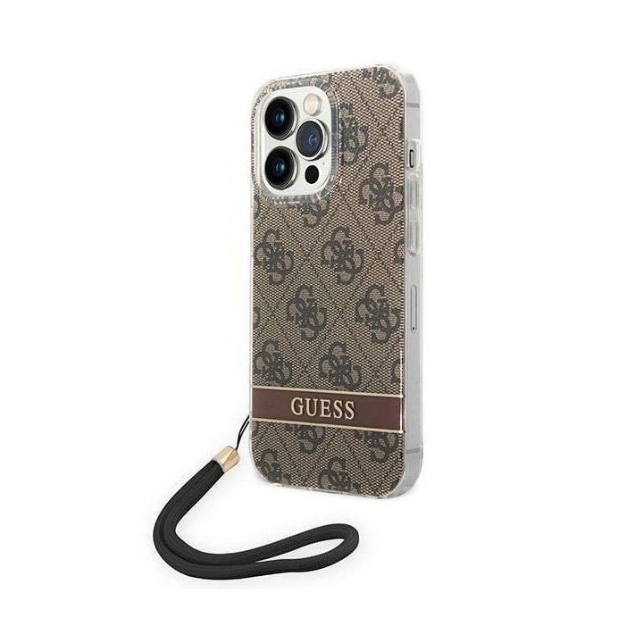 Guess GUOHCP14XH4STW iPhone 14 Pro Max 6.7 brown / brown hardcase 4G Print Strap