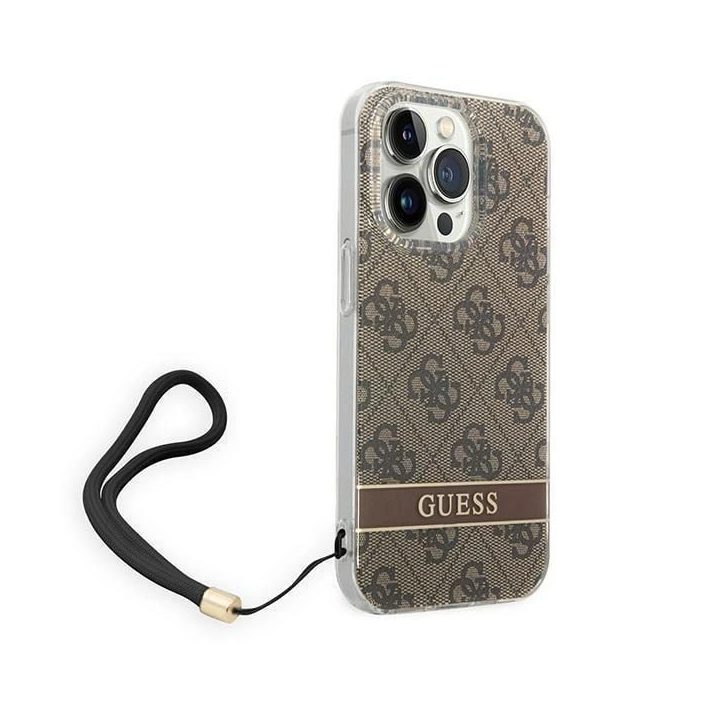 Guess GUOHCP14XH4STW iPhone 14 Pro Max 6.7 brown / brown hardcase 4G Print Strap