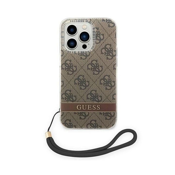 Guess GUOHCP14XH4STW iPhone 14 Pro Max 6.7 brown / brown hardcase 4G Print Strap