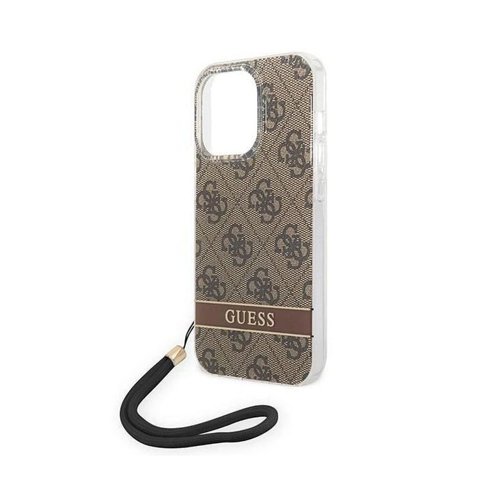 Guess GUOHCP14XH4STW iPhone 14 Pro Max 6.7 brown / brown hardcase 4G Print Strap