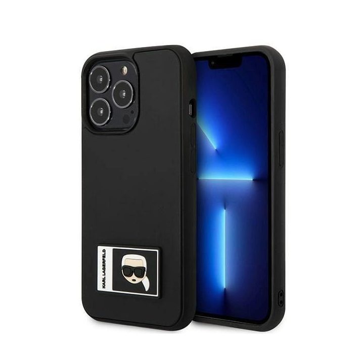 Karl Lagerfeld KLHCP13L3DKPK iPhone 13 Pro / 13 6,1 Juodos spalvos/juodas deklas Ikonik Patch