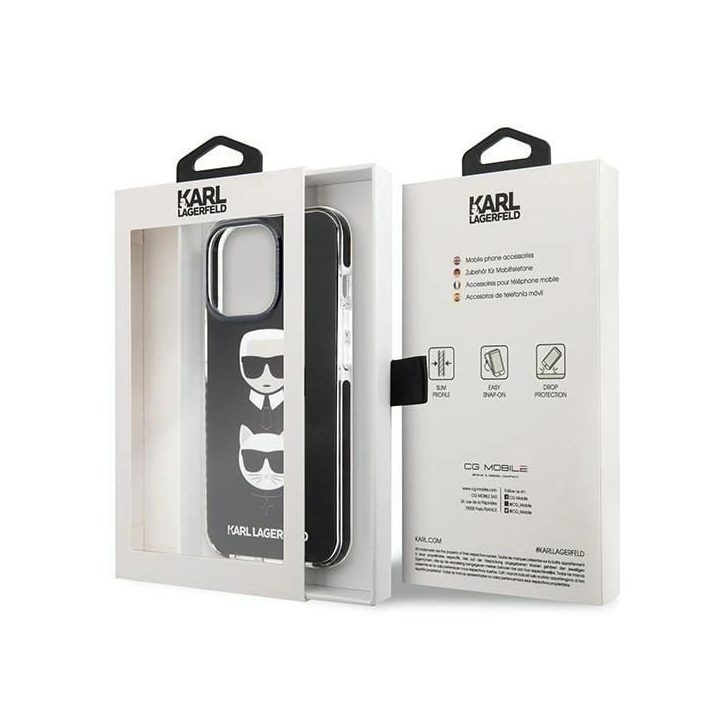 Karl Lagerfeld KLHCP13LTPE2TK iPhone 13 Pro / 13 6.1 deklas Juodos spalvos/juodas Karl&Choupette Head