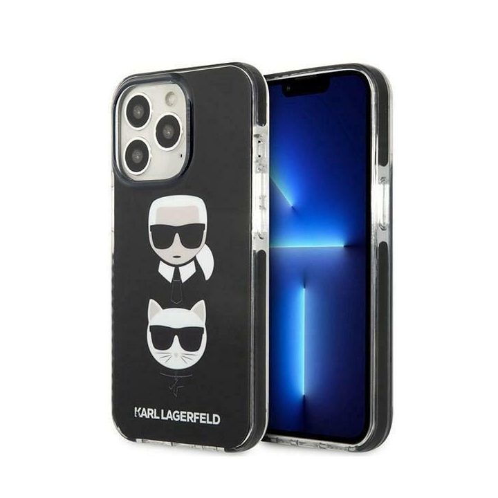 Karl Lagerfeld KLHCP13LTPE2TK iPhone 13 Pro / 13 6.1 deklas Juodos spalvos/juodas Karl&Choupette Head