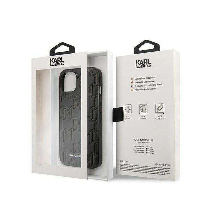 Karl Lagerfeld KLHCP13SMNMP1K iPhone 13 mini 5,4 deklas juodas / juodas Monogramos plokštelė