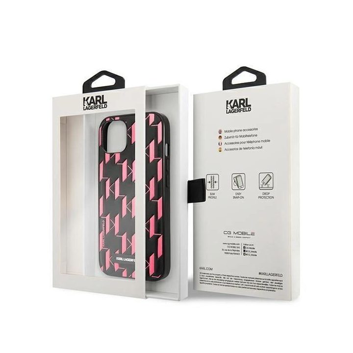 Karl Lagerfeld KLHCP13SMNMP1P iPhone 13 mini 5,4 deklas rožinis / rožinis Monogramos plokštelė