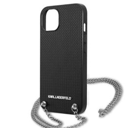 Karl Lagerfeld KLHCP13SPMK iPhone 13 mini 5,4 deklas juodas / juodas Tekstūruota oda su grandinėle