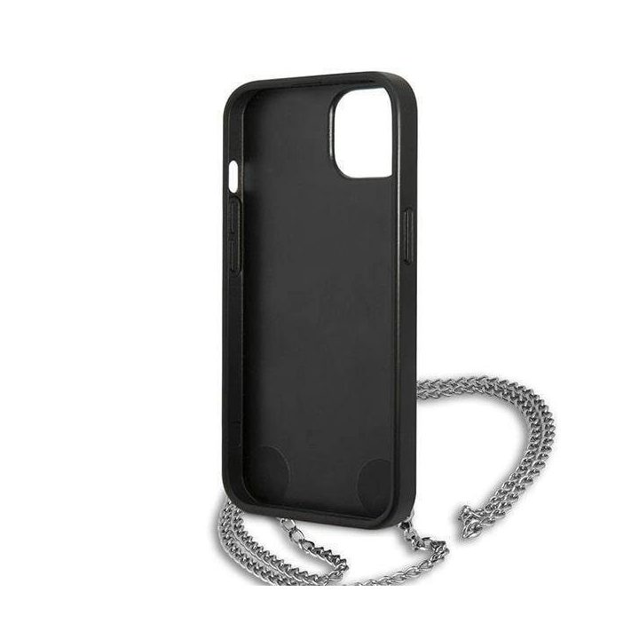 Karl Lagerfeld KLHCP13SPMK iPhone 13 mini 5,4 deklas juodas / juodas Tekstūruota oda su grandinėle