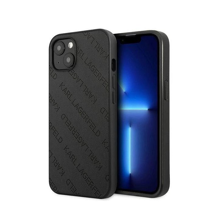 Karl Lagerfeld KLHCP13SPTLK iPhone 13 mini 5,4 deklas juodas / juodas Perforuotas Allover