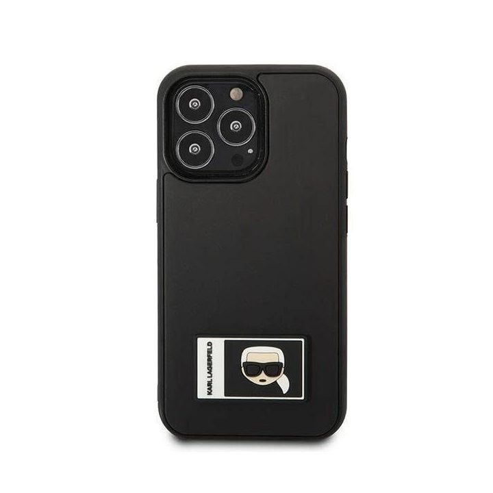 Karl Lagerfeld KLHCP13X3DKPK iPhone 13 Pro Max 6,7 Juodos spalvos/juodas deklas Ikonik Patch