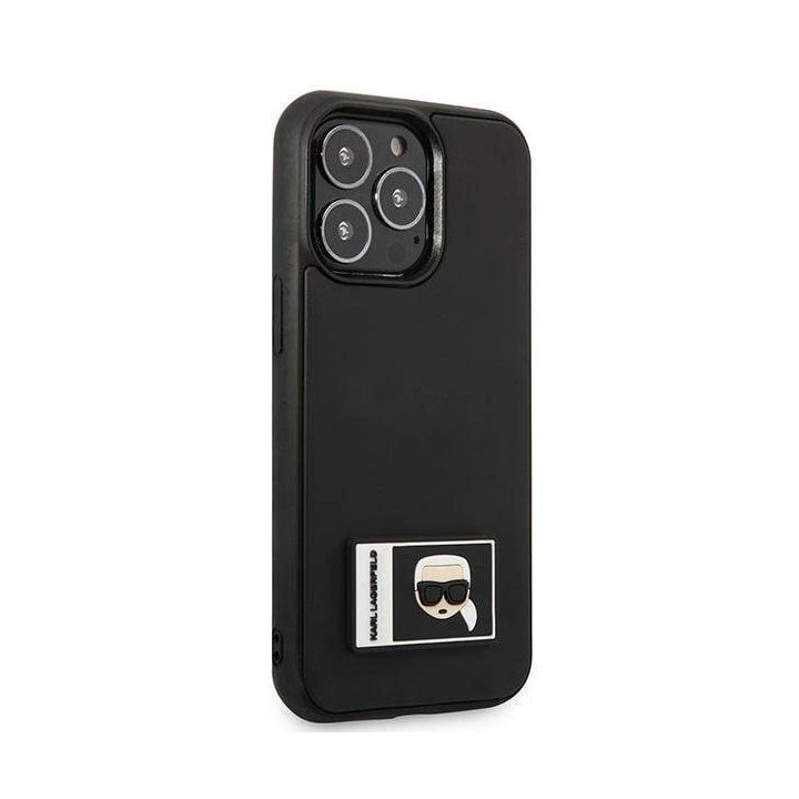 Karl Lagerfeld KLHCP13X3DKPK iPhone 13 Pro Max 6,7 Juodos spalvos/juodas deklas Ikonik Patch