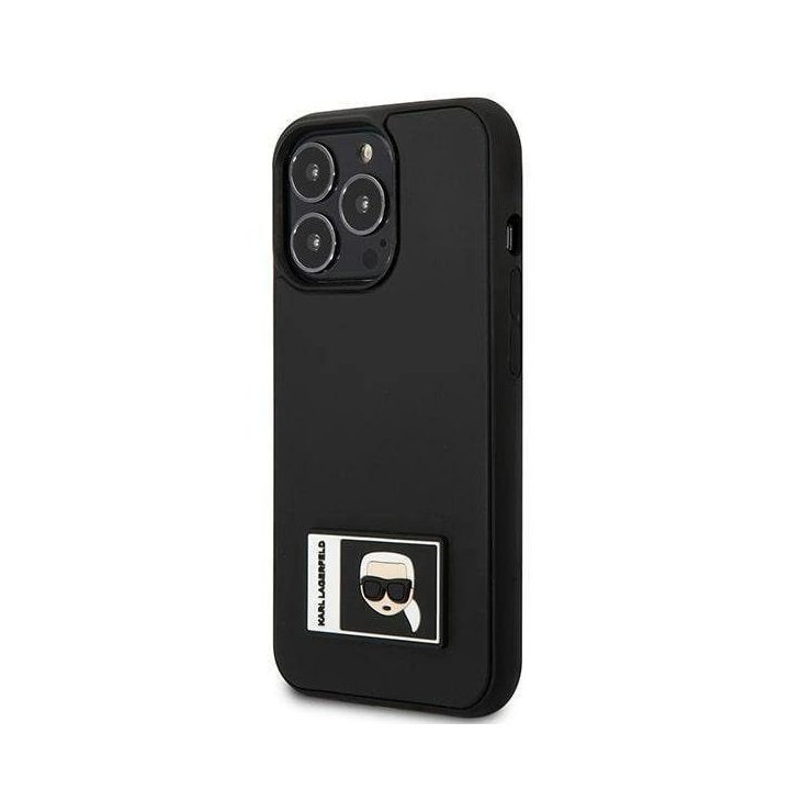 Karl Lagerfeld KLHCP13X3DKPK iPhone 13 Pro Max 6,7 Juodos spalvos/juodas deklas Ikonik Patch