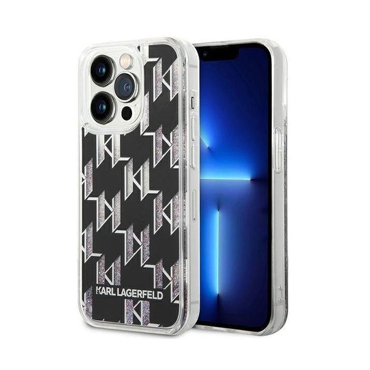 Karl Lagerfeld KLHCP14LLMNMK iPhone 14 Pro 6.1 deklas juodas / juodas Liquid Glitter Monogram