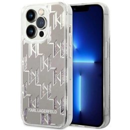 Karl Lagerfeld KLHCP14LLMNMS iPhone 14 Pro 6.1 deklas sidabrinis / sidabrinis Liquid Glitter Monogram