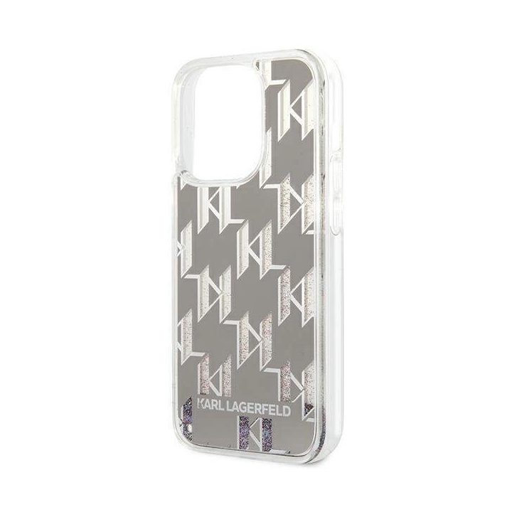 Karl Lagerfeld KLHCP14LLMNMS iPhone 14 Pro 6.1 deklas sidabrinis / sidabrinis Liquid Glitter Monogram