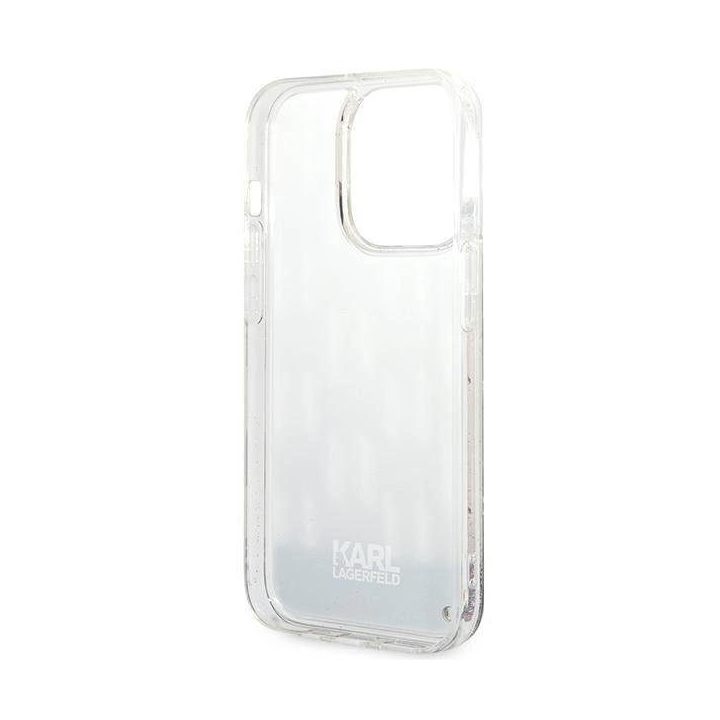 Karl Lagerfeld KLHCP14LLMNMS iPhone 14 Pro 6.1 deklas sidabrinis / sidabrinis Liquid Glitter Monogram