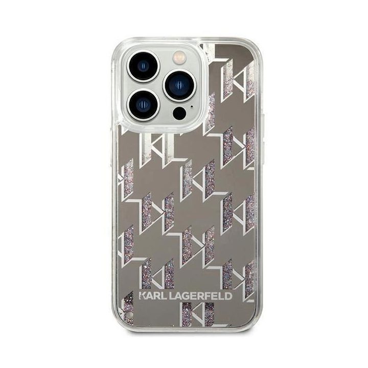Karl Lagerfeld KLHCP14LLMNMS iPhone 14 Pro 6.1 deklas sidabrinis / sidabrinis Liquid Glitter Monogram