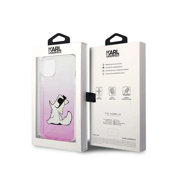 Karl Lagerfeld KLHCP14MCFNRCPI iPhone 14 Plus 6.7 deklas rožinis / rožinis Choupette Fun