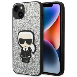 Karl Lagerfeld KLHCP14MGFKPG iPhone 14 Plus 6.7 deklas sidabrinis / sidabrinis Glitter Flakes Iconic
