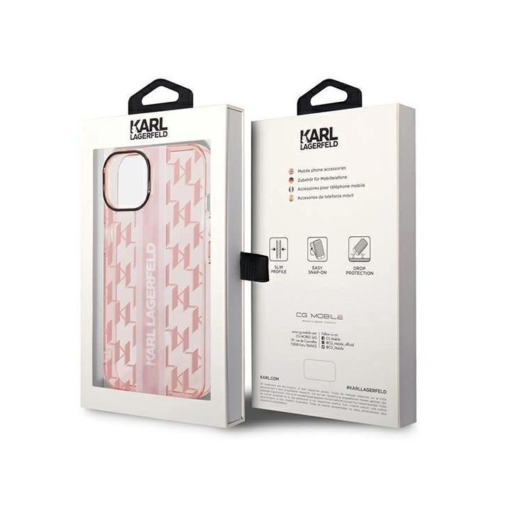 Karl Lagerfeld KLHCP14MHKLSPCP iPhone 14 Plus 6.7 deklas rožinis / rožinis Mono Vertical Stripe