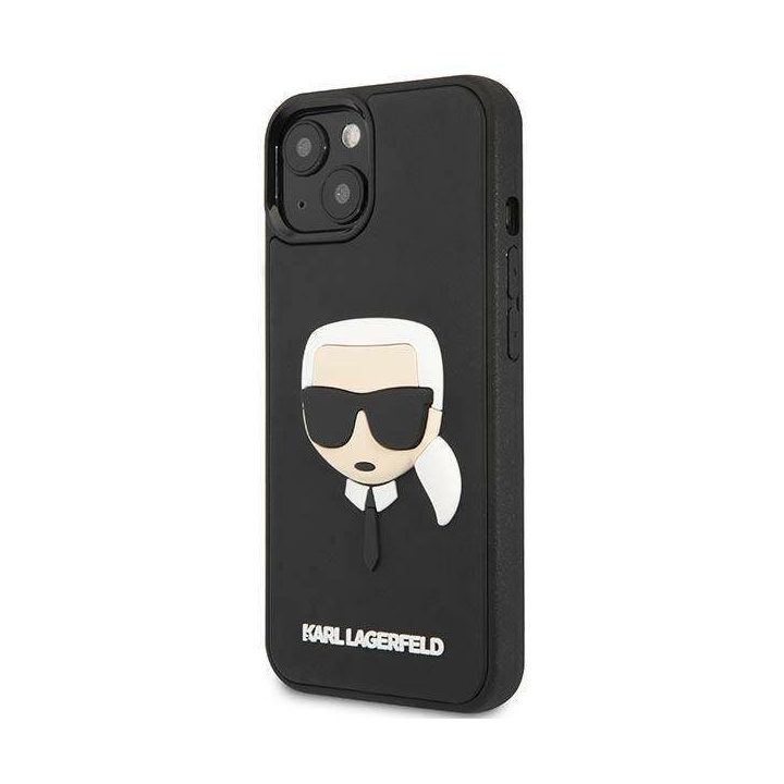 Karl Lagerfeld KLHCP14MKH3DBK iPhone 14 Plus 6.7 juodas / juodas deklas 3D Guma Karlo galva