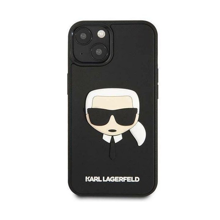 Karl Lagerfeld KLHCP14MKH3DBK iPhone 14 Plus 6.7 juodas / juodas deklas 3D Guma Karlo galva