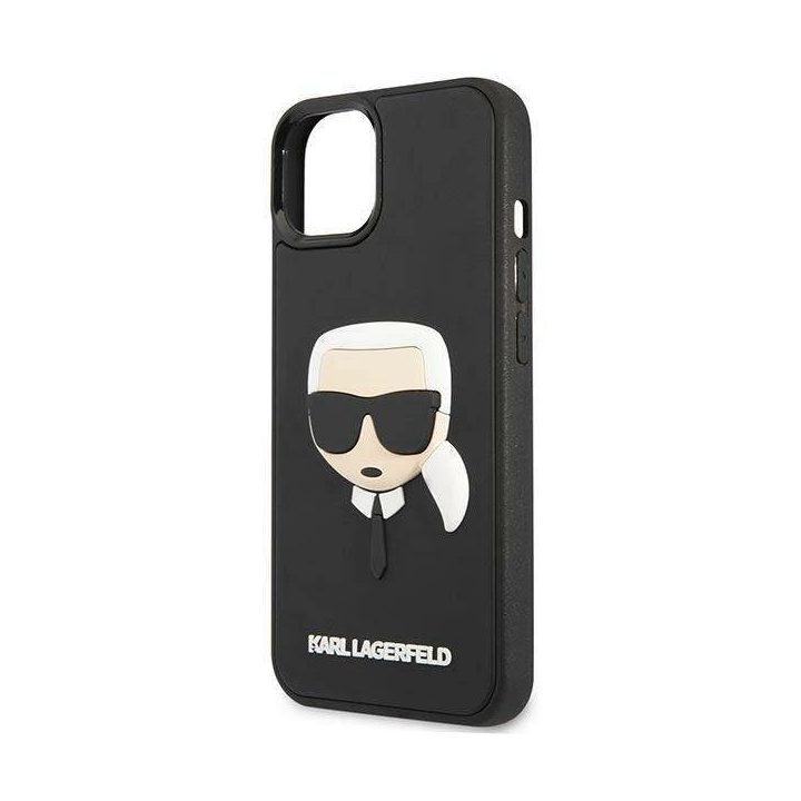 Karl Lagerfeld KLHCP14MKH3DBK iPhone 14 Plus 6.7 juodas / juodas deklas 3D Guma Karlo galva