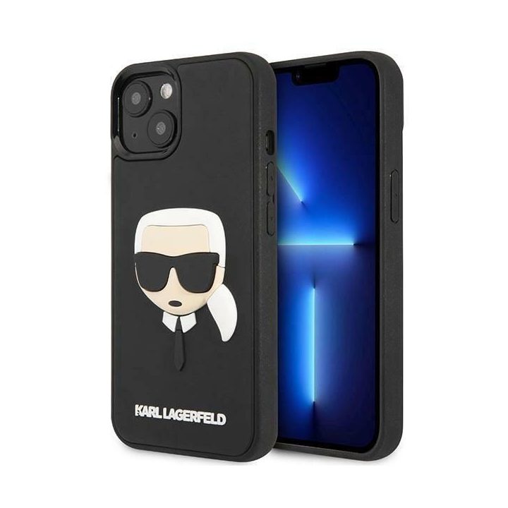 Karl Lagerfeld KLHCP14MKH3DBK iPhone 14 Plus 6.7 juodas / juodas deklas 3D Guma Karlo galva