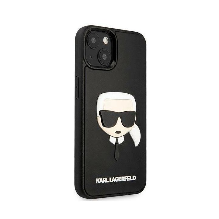 Karl Lagerfeld KLHCP14MKH3DBK iPhone 14 Plus 6.7 juodas / juodas deklas 3D Guma Karlo galva