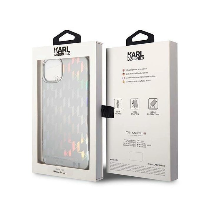 Karl Lagerfeld KLHCP14MLGMMSV3 iPhone 14 Plus 6.7 deklas sidabrinis / sidabrinis Monogram Iridescent