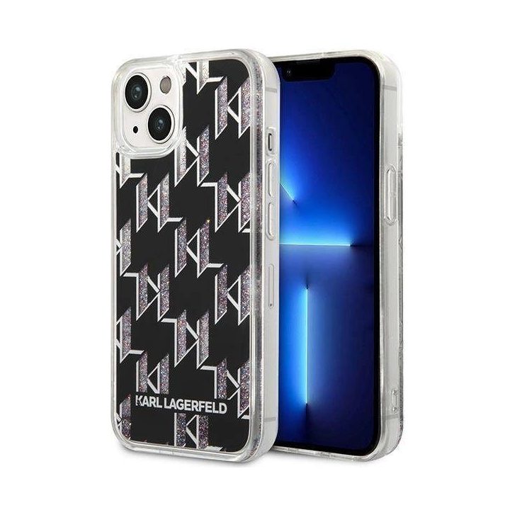 Karl Lagerfeld KLHCP14MLMNMK iPhone 14 Plus 6.7 deklas juodas / juodas Liquid Glitter Monogram