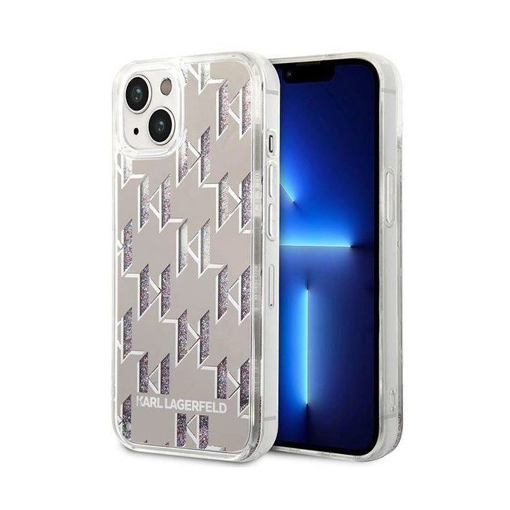 Karl Lagerfeld KLHCP14MLMNMS iPhone 14 Plus 6.7 deklas sidabrinis / sidabrinis Liquid Glitter Monogram