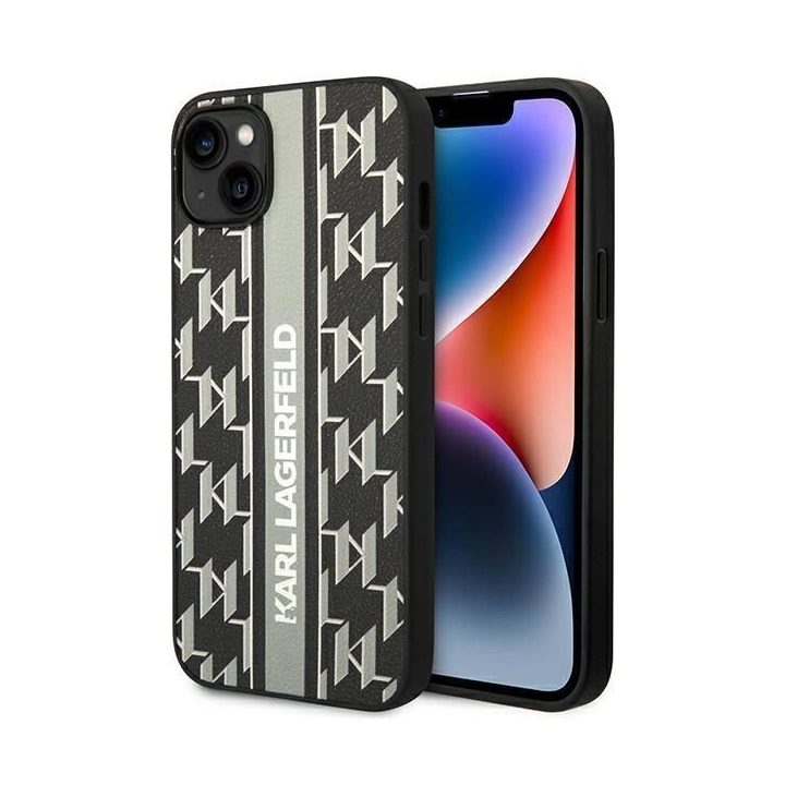 Karl Lagerfeld KLHCP14MPGKLSKG iPhone 14 Plus 6.7 deklas pilka / pilka Monogram Stripe