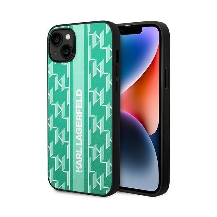 Karl Lagerfeld KLHCP14MPGKLSKN iPhone 14 Plus 6.7 deklas žalias / žalias Monogram Stripe