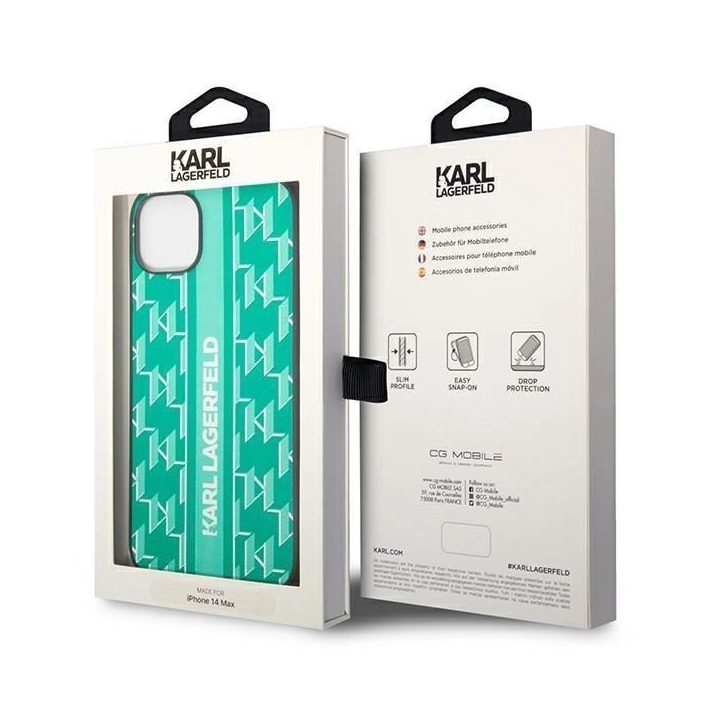 Karl Lagerfeld KLHCP14MPGKLSKN iPhone 14 Plus 6.7 deklas žalias / žalias Monogram Stripe