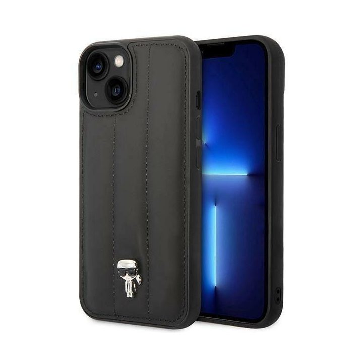 Karl Lagerfeld KLHCP14MPSQPK iPhone 14 Plus 6,7 deklas juodos/juodos spalvos Puffy Ikonik Pin