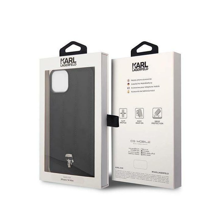 Karl Lagerfeld KLHCP14MPSQPK iPhone 14 Plus 6,7 deklas juodos/juodos spalvos Puffy Ikonik Pin