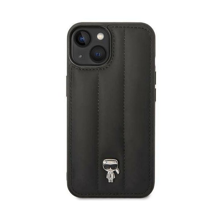 Karl Lagerfeld KLHCP14MPSQPK iPhone 14 Plus 6,7 deklas juodos/juodos spalvos Puffy Ikonik Pin