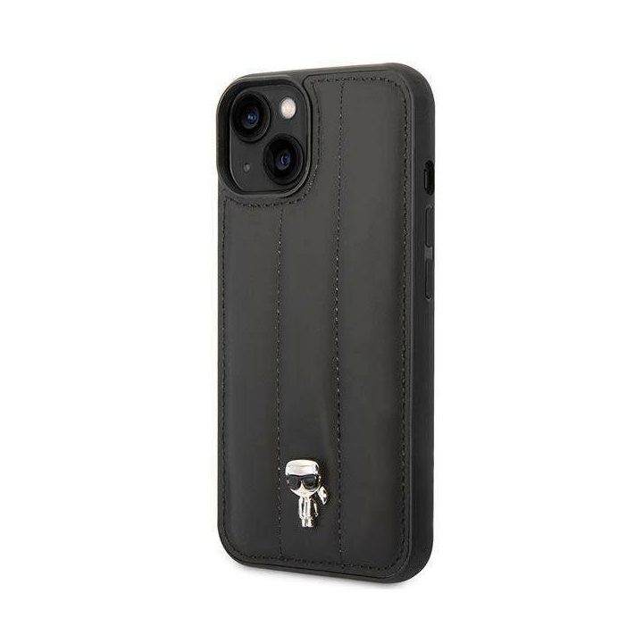 Karl Lagerfeld KLHCP14MPSQPK iPhone 14 Plus 6,7 deklas juodos/juodos spalvos Puffy Ikonik Pin