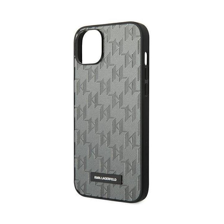 Karl Lagerfeld KLHCP14MSAKLHPG iPhone 14 Plus 6.7 deklas pilka / pilka Saffiano Mono Metal Logo