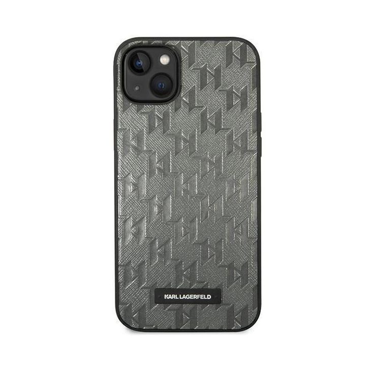 Karl Lagerfeld KLHCP14MSAKLHPG iPhone 14 Plus 6.7 deklas pilka / pilka Saffiano Mono Metal Logo