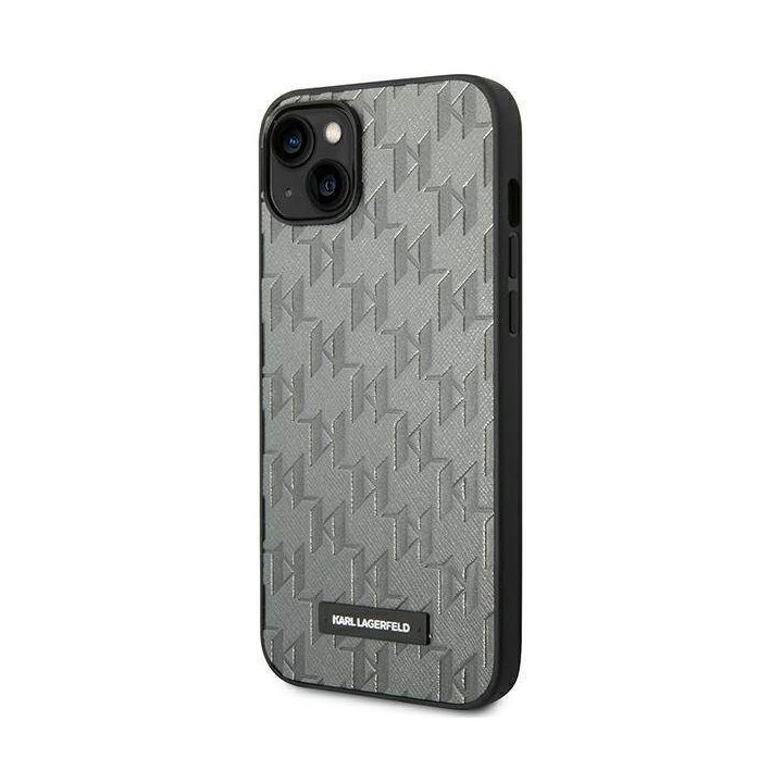 Karl Lagerfeld KLHCP14MSAKLHPG iPhone 14 Plus 6.7 deklas pilka / pilka Saffiano Mono Metal Logo