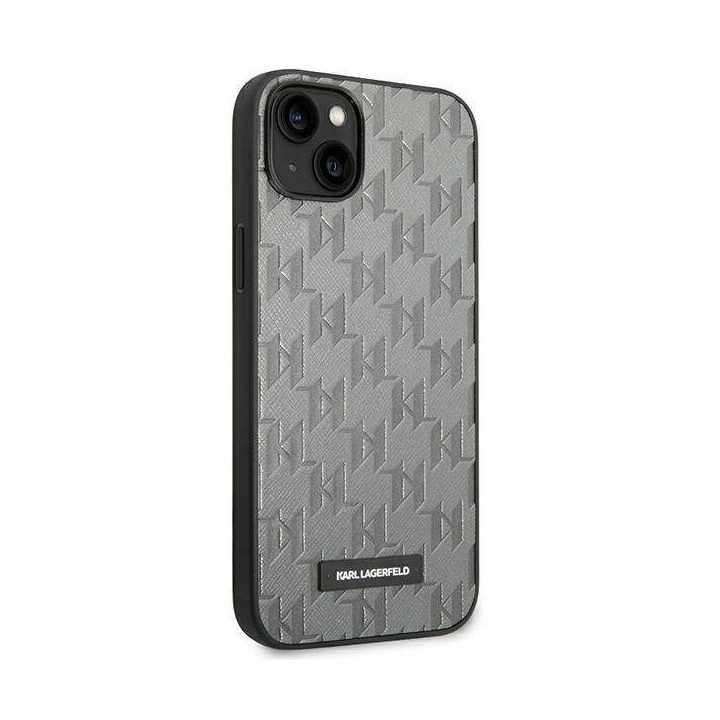 Karl Lagerfeld KLHCP14MSAKLHPG iPhone 14 Plus 6.7 deklas pilka / pilka Saffiano Mono Metal Logo