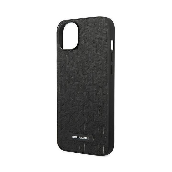 Karl Lagerfeld KLHCP14MSAKLHPK iPhone 14 Plus 6.7 deklas juodas / juodas Saffiano Mono Metal Logo